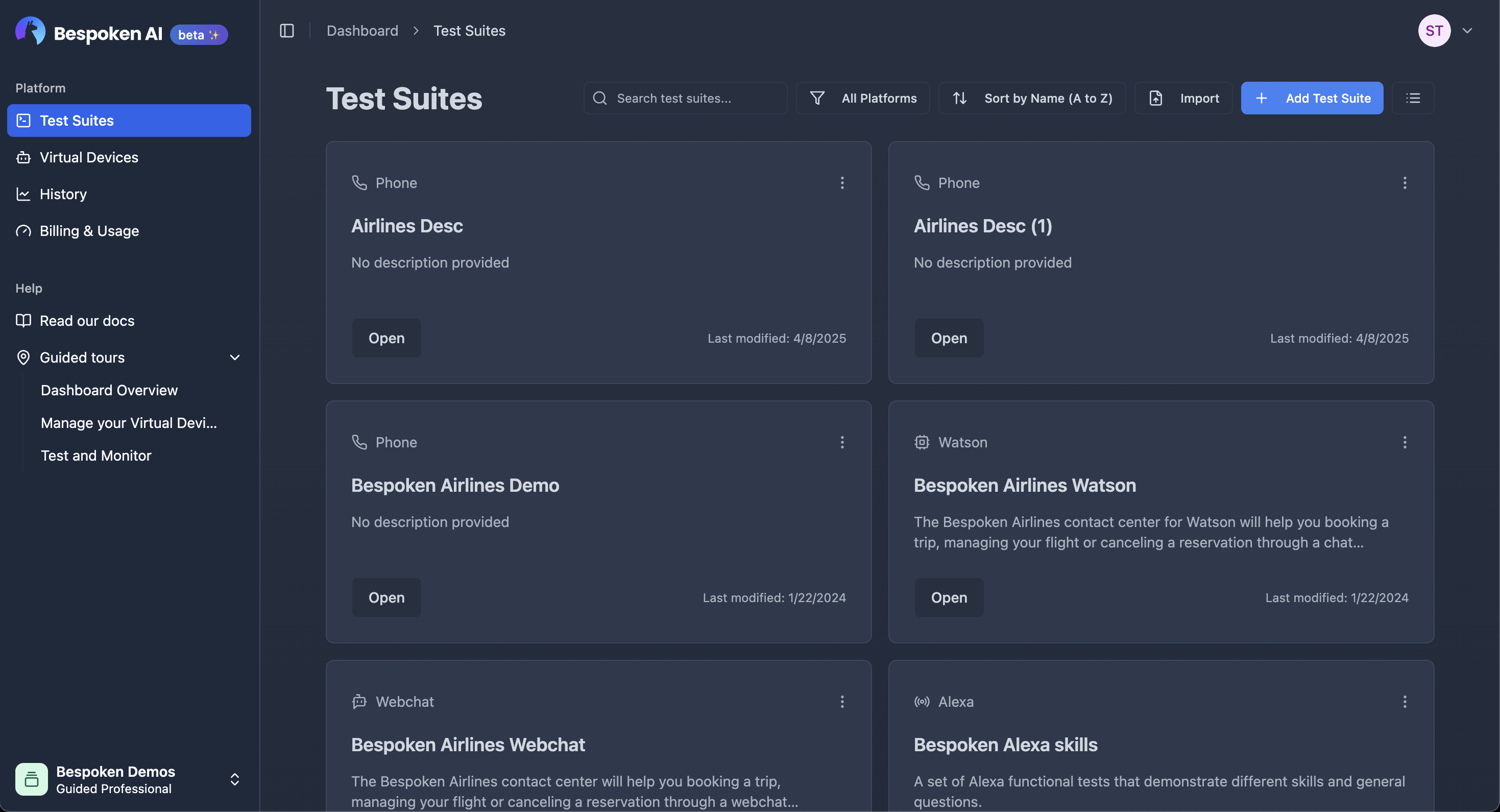 The New Bespoken Dashboard